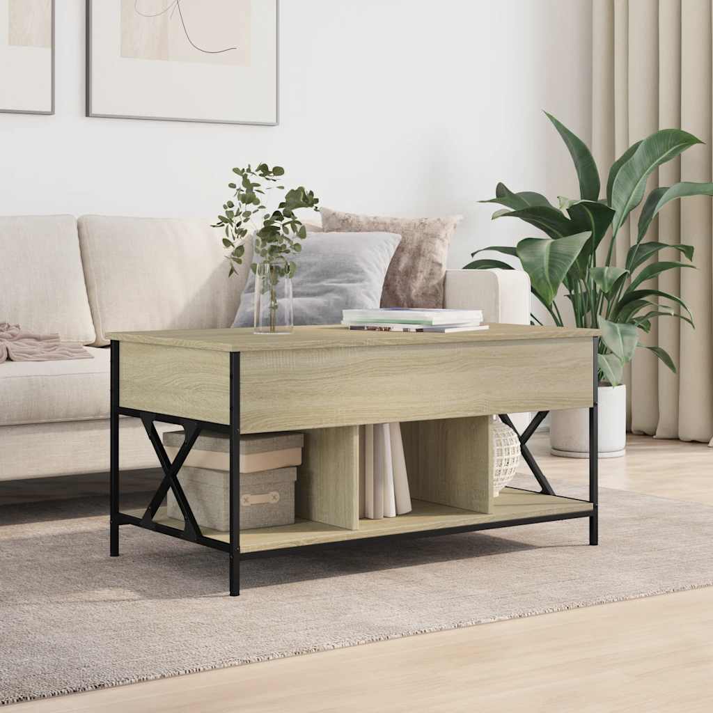 Table basse chêne sonoma 100x55x50cm bois d'ingénierie et métal - XIOS