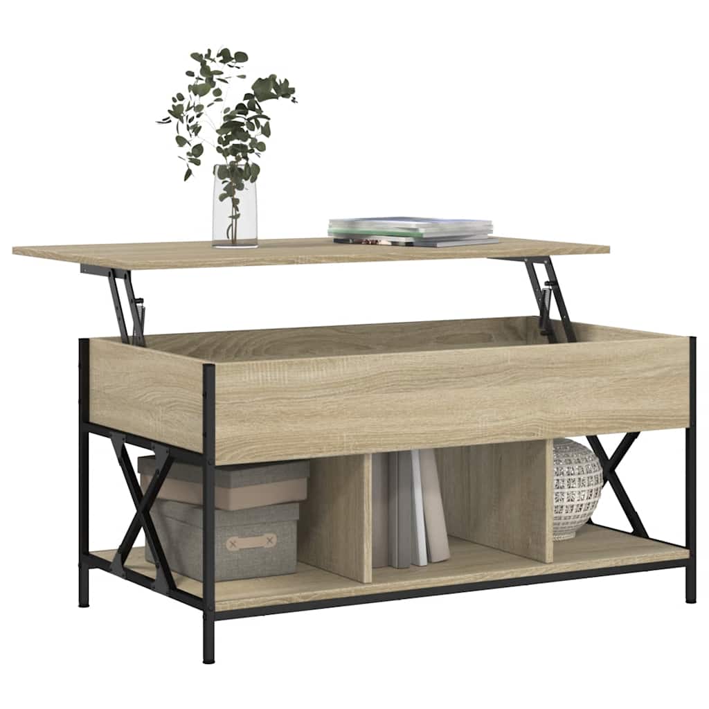 Table basse chêne sonoma 100x55x50cm bois d'ingénierie et métal - XIOS