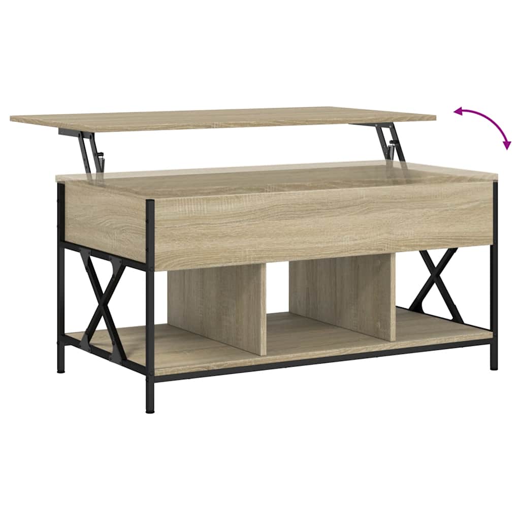 Table basse chêne sonoma 100x55x50cm bois d'ingénierie et métal - XIOS