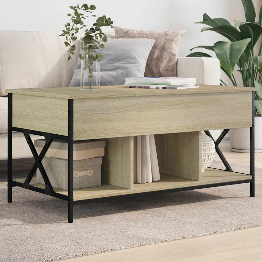 Table basse chêne sonoma 100x55x50cm bois d'ingénierie et métal - XIOS