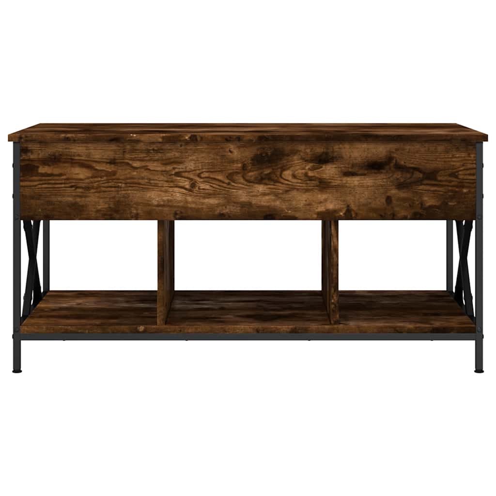 Table basse chêne fumé 100x55x50 cm bois d'ingénierie et métal - XIOS