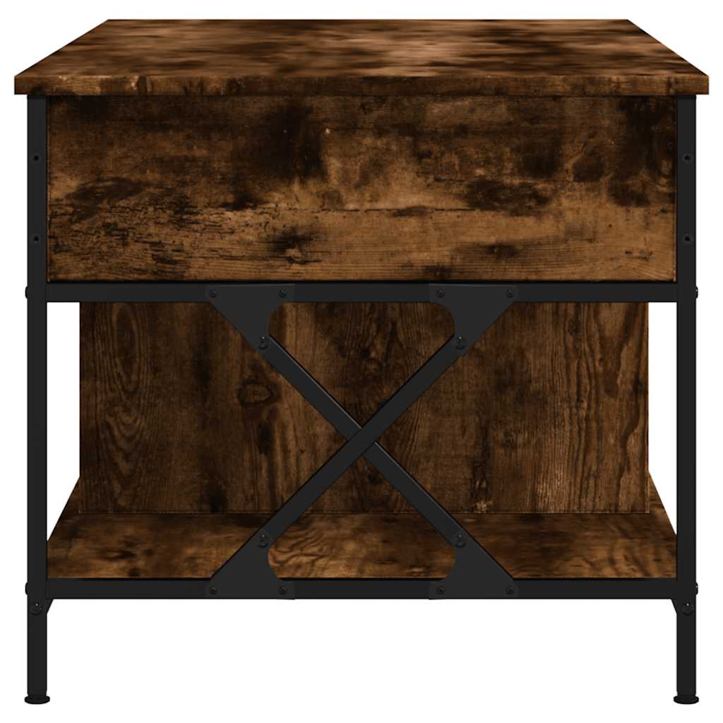 Table basse chêne fumé 100x55x50 cm bois d'ingénierie et métal - XIOS