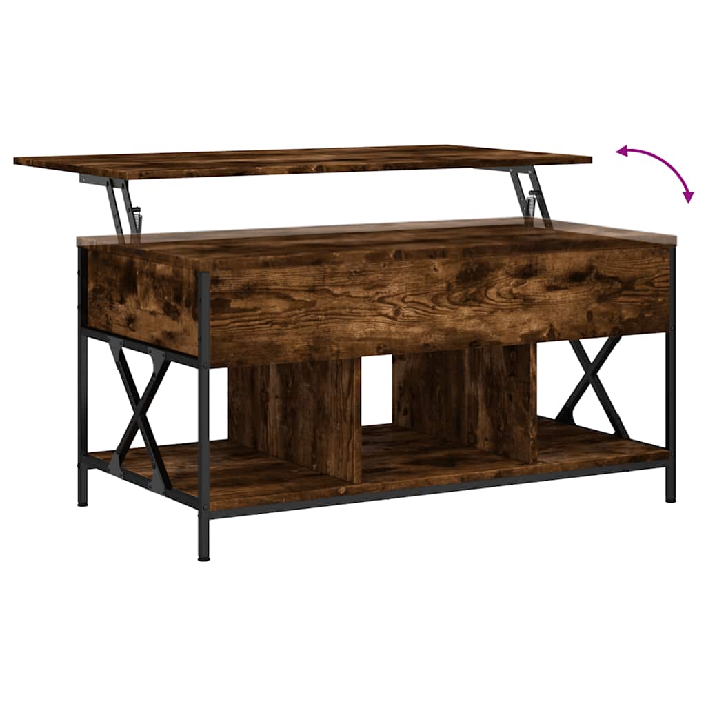 Table basse chêne fumé 100x55x50 cm bois d'ingénierie et métal - XIOS