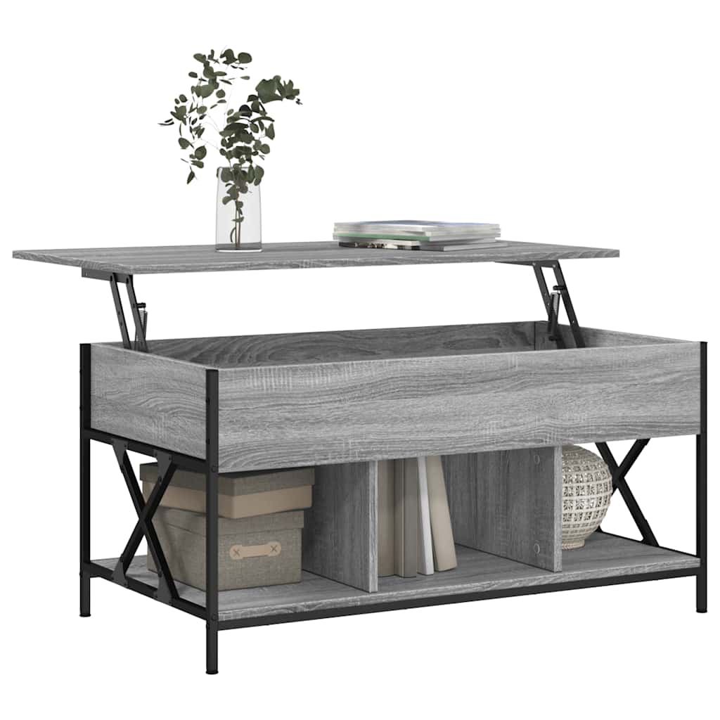 Table basse sonoma gris 100x55x50 cm bois d'ingénierie et métal - XIOS