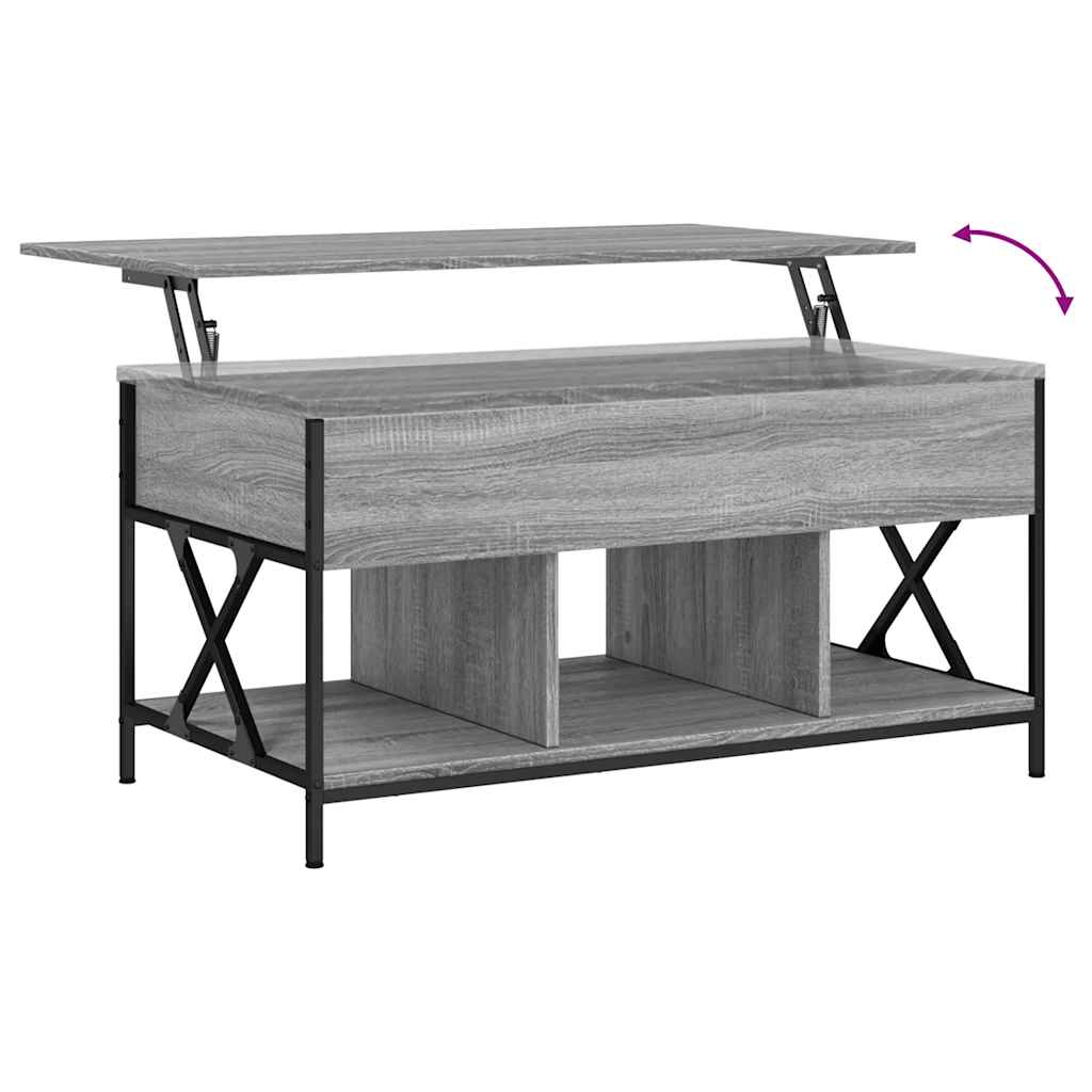 Table basse sonoma gris 100x55x50 cm bois d'ingénierie et métal - XIOS
