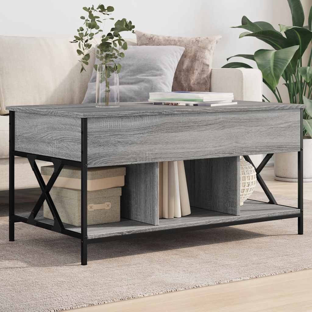 Table basse sonoma gris 100x55x50 cm bois d'ingénierie et métal - XIOS