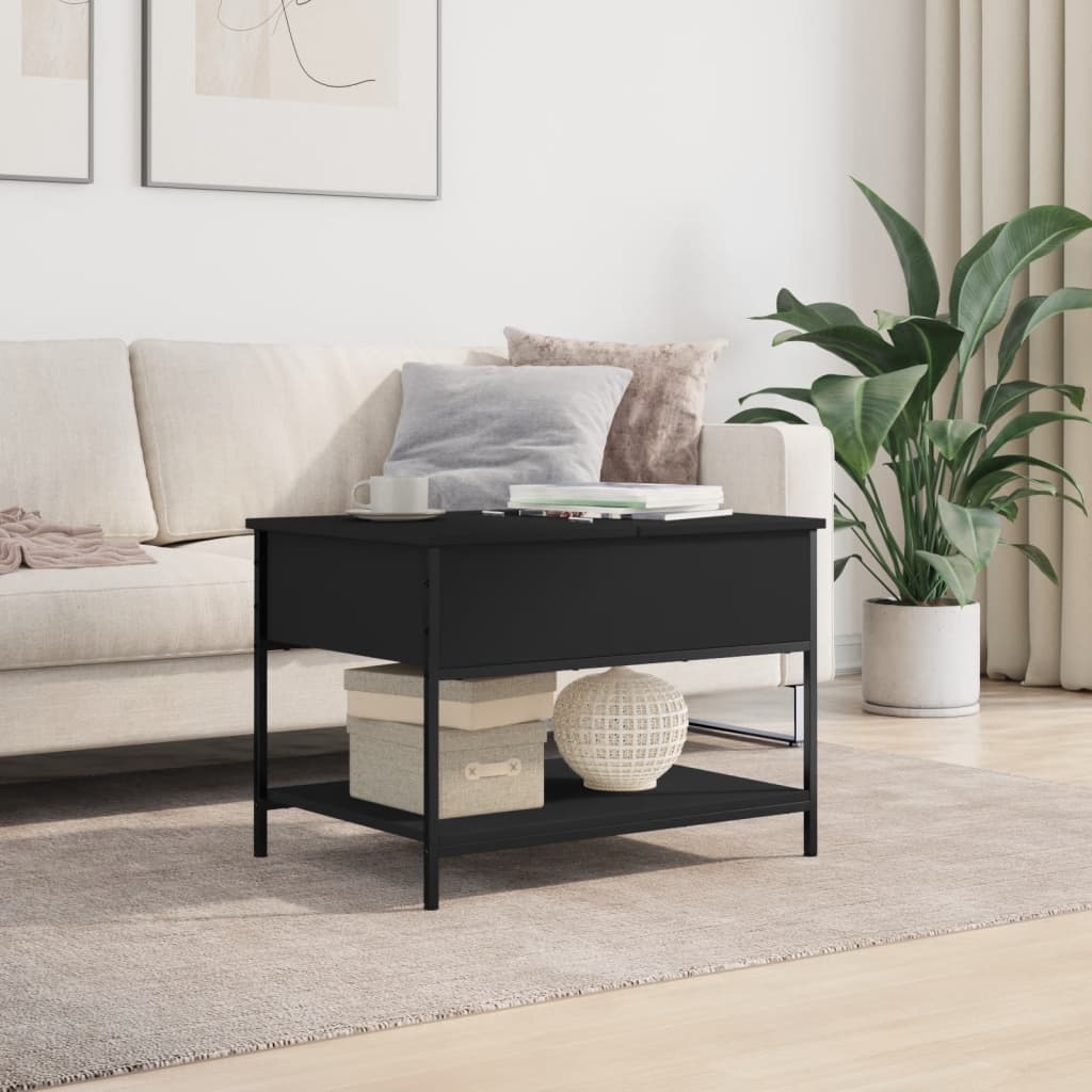 Table basse noir 70x50x50 cm bois d'ingénierie et métal - XIOS