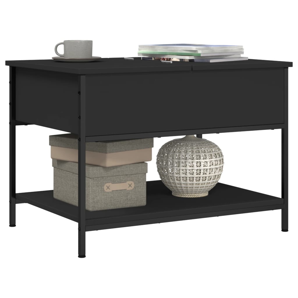 Table basse noir 70x50x50 cm bois d'ingénierie et métal - XIOS