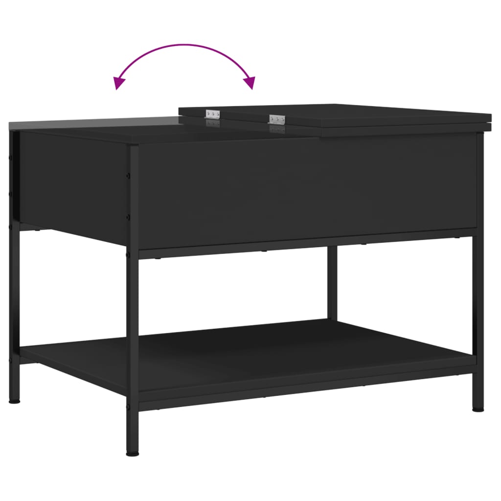 Table basse noir 70x50x50 cm bois d'ingénierie et métal - XIOS