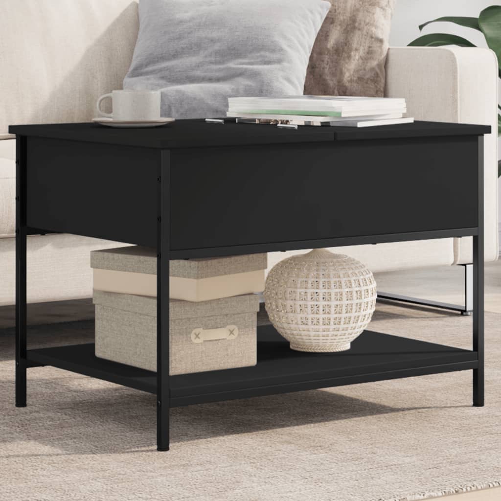 Table basse noir 70x50x50 cm bois d'ingénierie et métal - XIOS