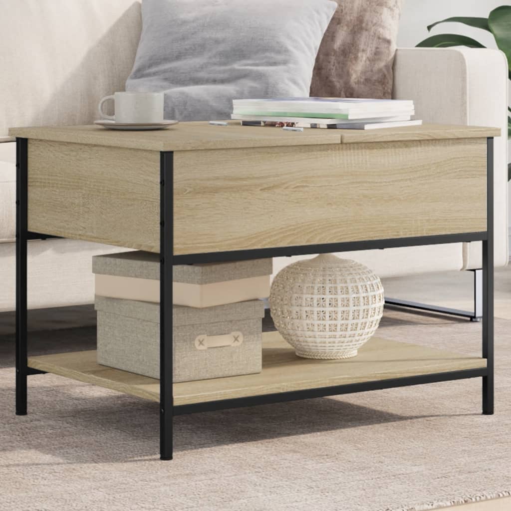 Table basse chêne sonoma 70x50x50 cm bois d'ingénierie et métal - XIOS