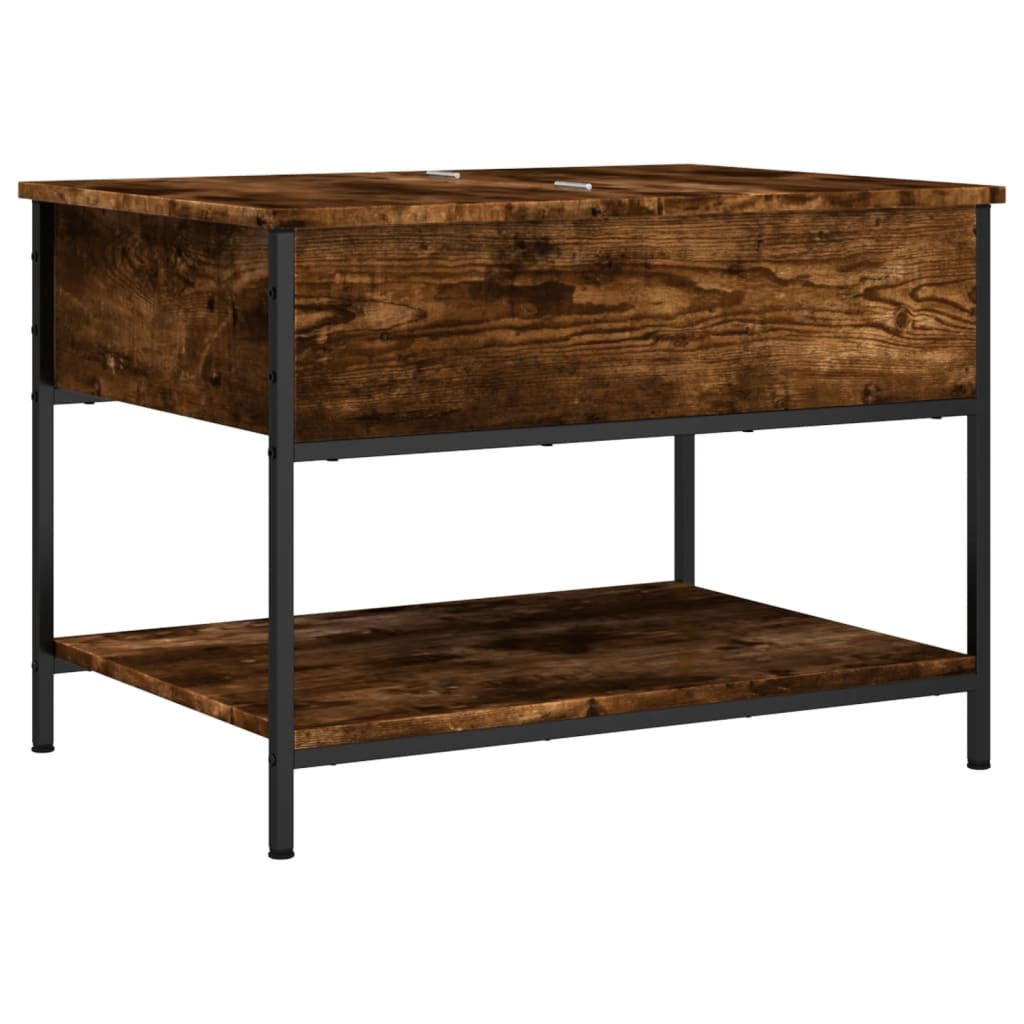 Table basse chêne fumé 70x50x50 cm bois d'ingénierie et métal - XIOS