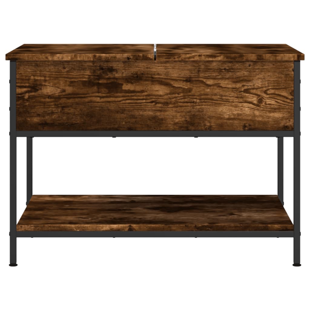 Table basse chêne fumé 70x50x50 cm bois d'ingénierie et métal - XIOS