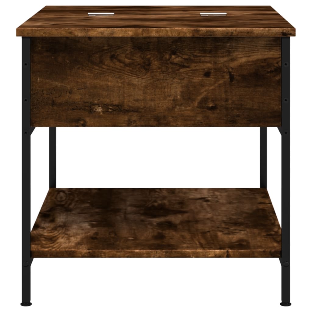 Table basse chêne fumé 70x50x50 cm bois d'ingénierie et métal - XIOS