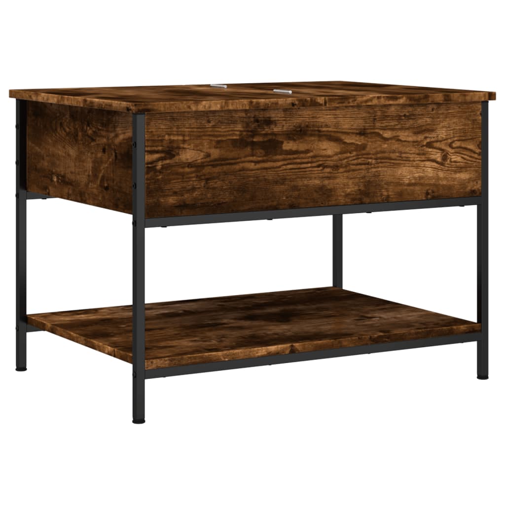 Table basse chêne fumé 70x50x50 cm bois d'ingénierie et métal - XIOS