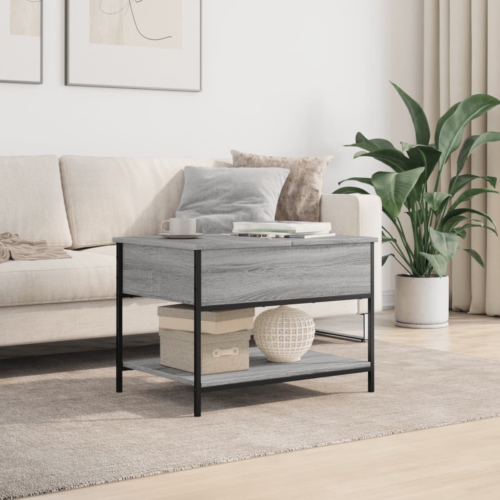 Table basse sonoma gris 70x50x50 cm bois d'ingénierie et métal - XIOS