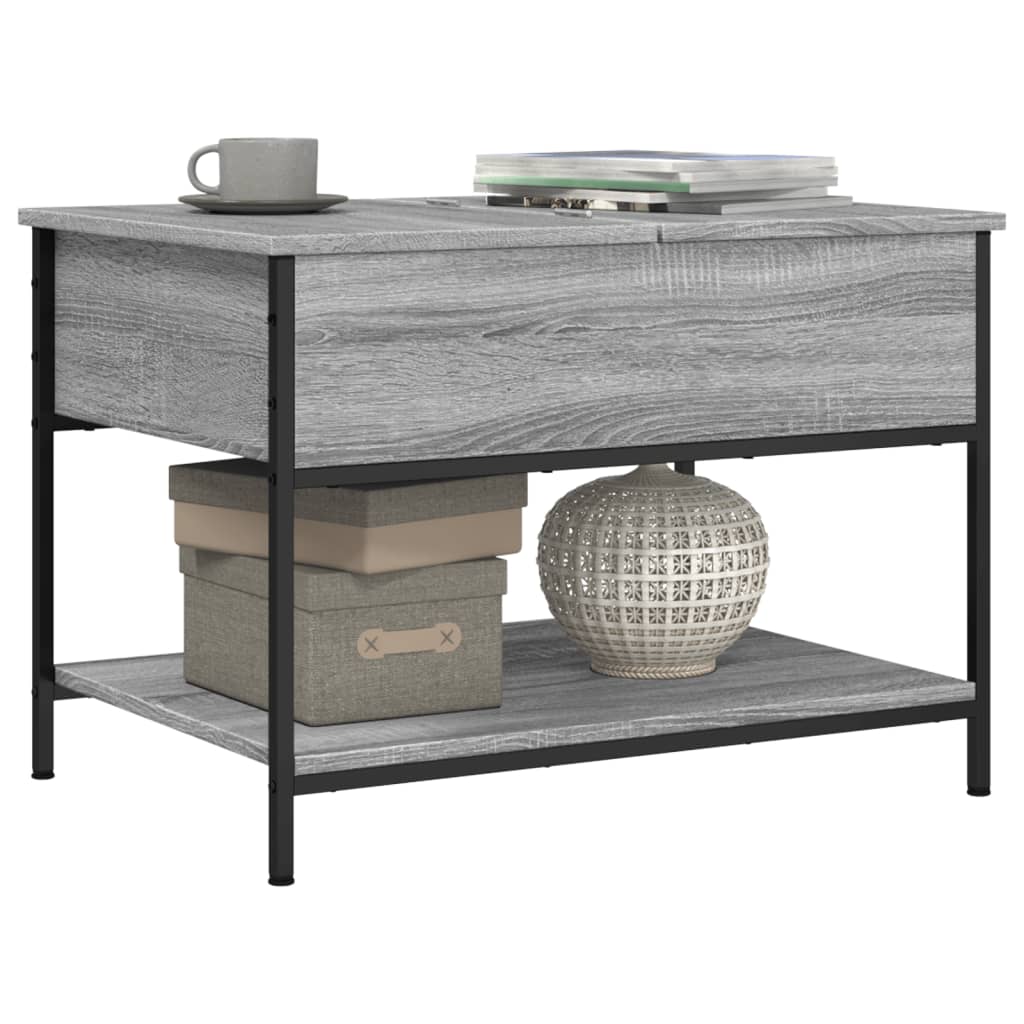 Table basse sonoma gris 70x50x50 cm bois d'ingénierie et métal - XIOS