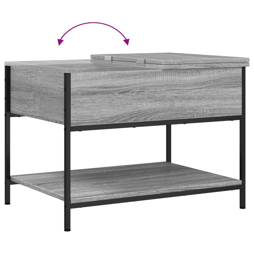 Table basse sonoma gris 70x50x50 cm bois d'ingénierie et métal - XIOS