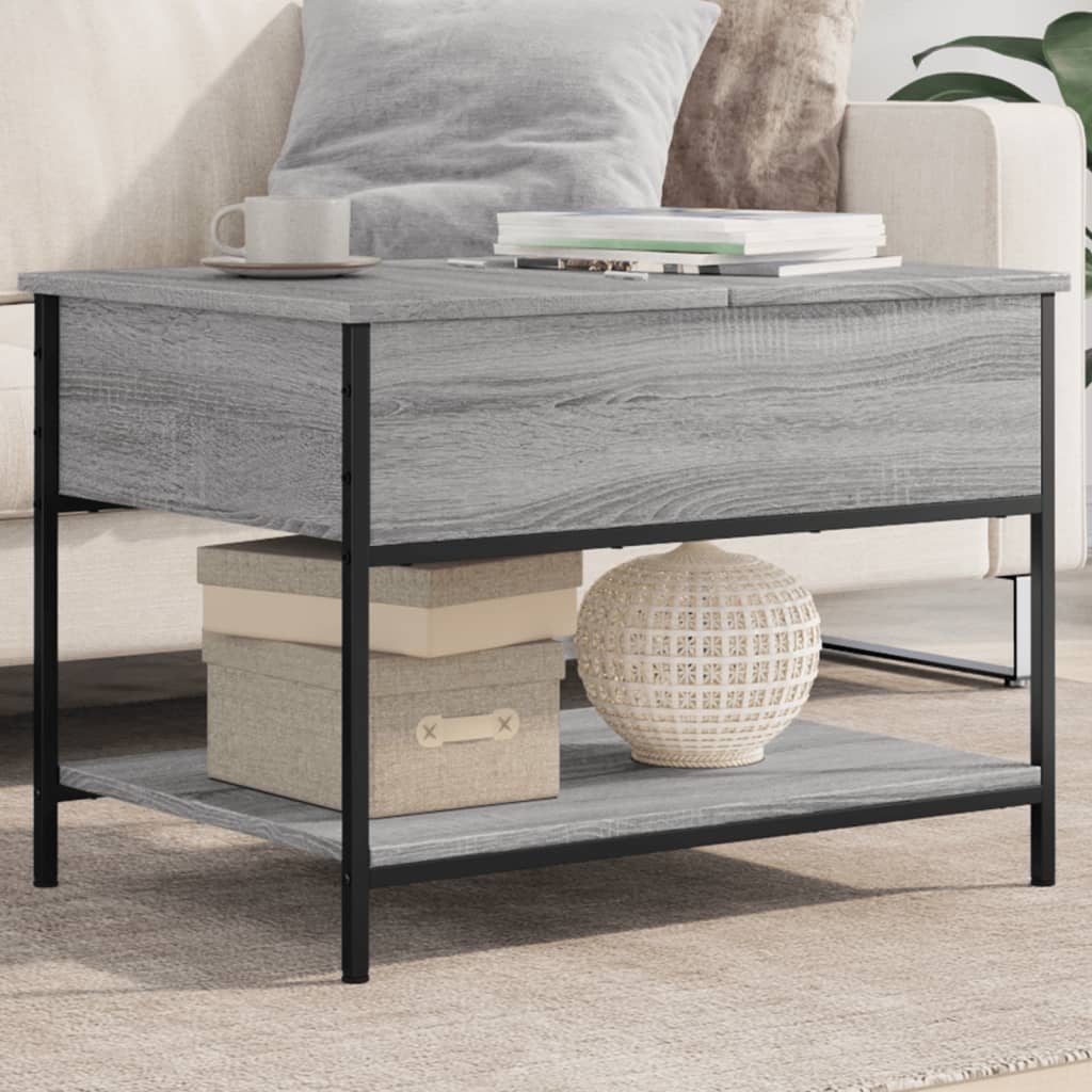 Table basse sonoma gris 70x50x50 cm bois d'ingénierie et métal - XIOS