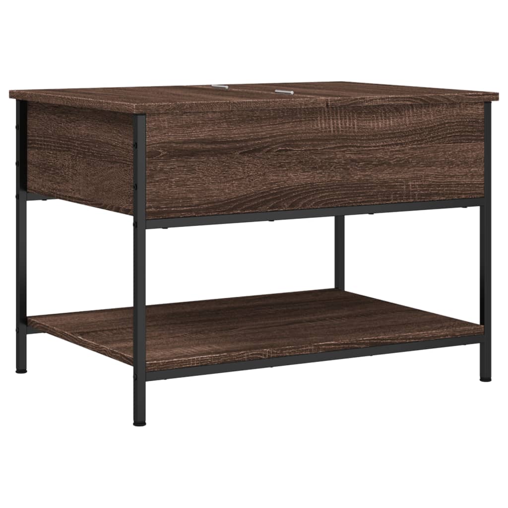 Table basse chêne marron 70x50x50 cm bois d'ingénierie et métal - XIOS