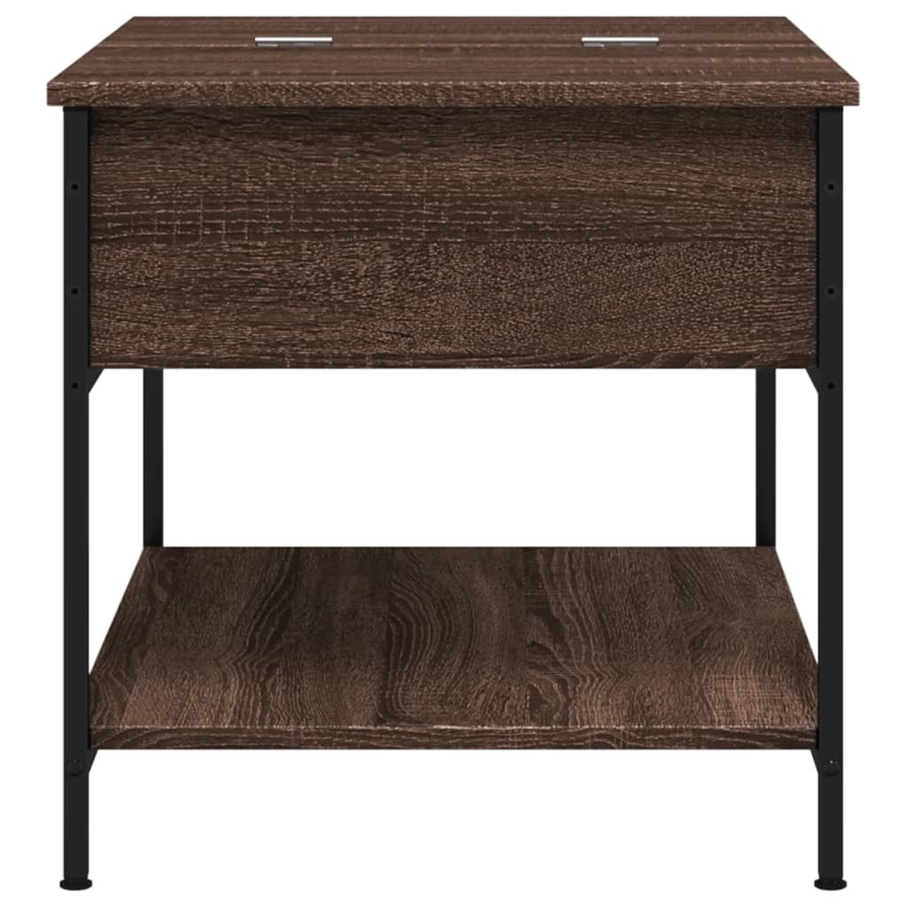 Table basse chêne marron 70x50x50 cm bois d'ingénierie et métal - XIOS