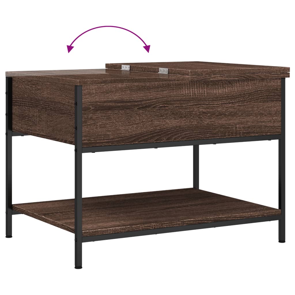 Table basse chêne marron 70x50x50 cm bois d'ingénierie et métal - XIOS