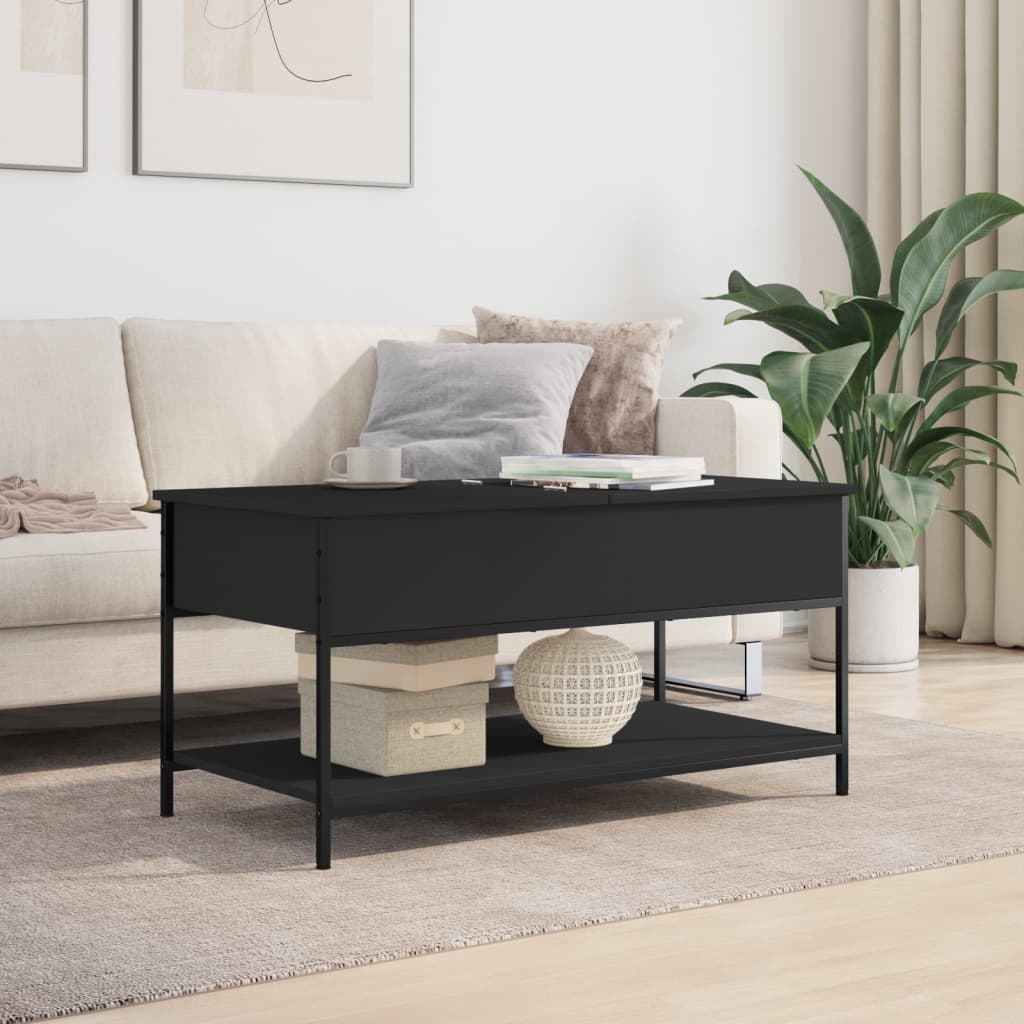 Table basse noir 100x50x50 cm bois d'ingénierie et métal - XIOS