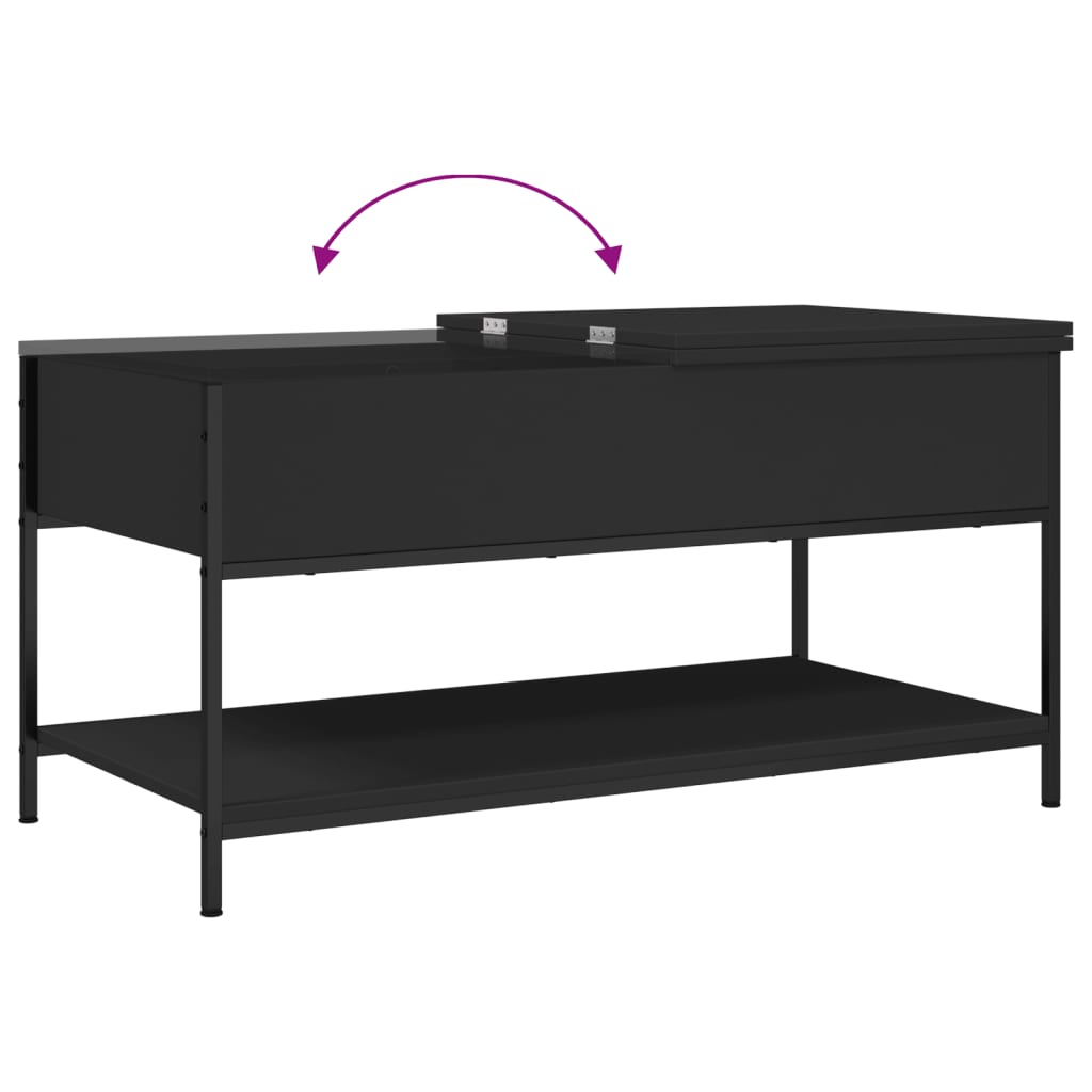 Table basse noir 100x50x50 cm bois d'ingénierie et métal - XIOS
