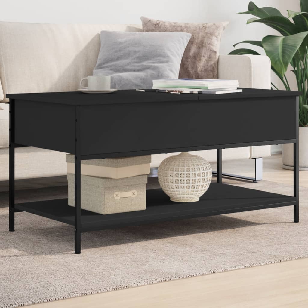 Table basse noir 100x50x50 cm bois d'ingénierie et métal - XIOS