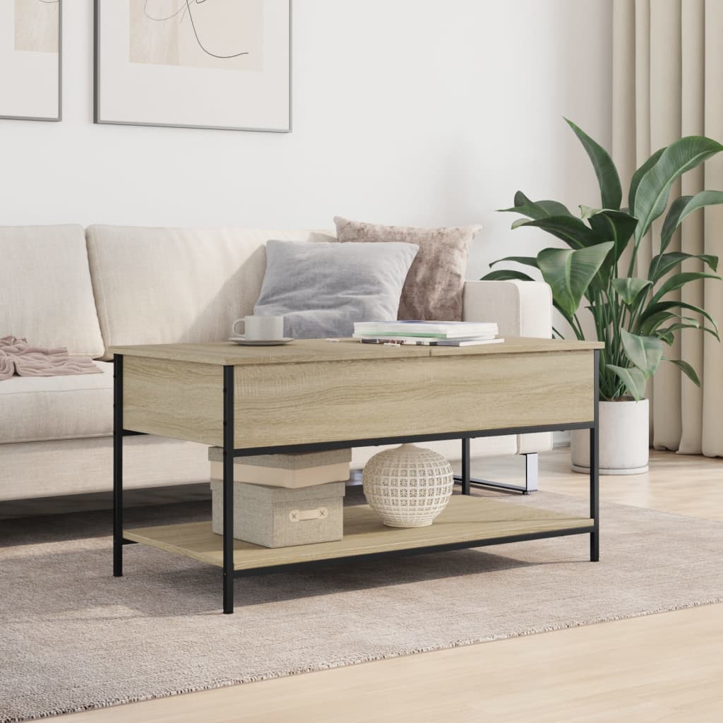 Table basse chêne sonoma 100x50x50cm bois d'ingénierie et métal - XIOS