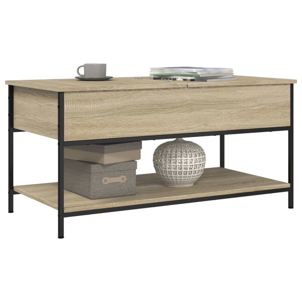 Table basse chêne sonoma 100x50x50cm bois d'ingénierie et métal - XIOS