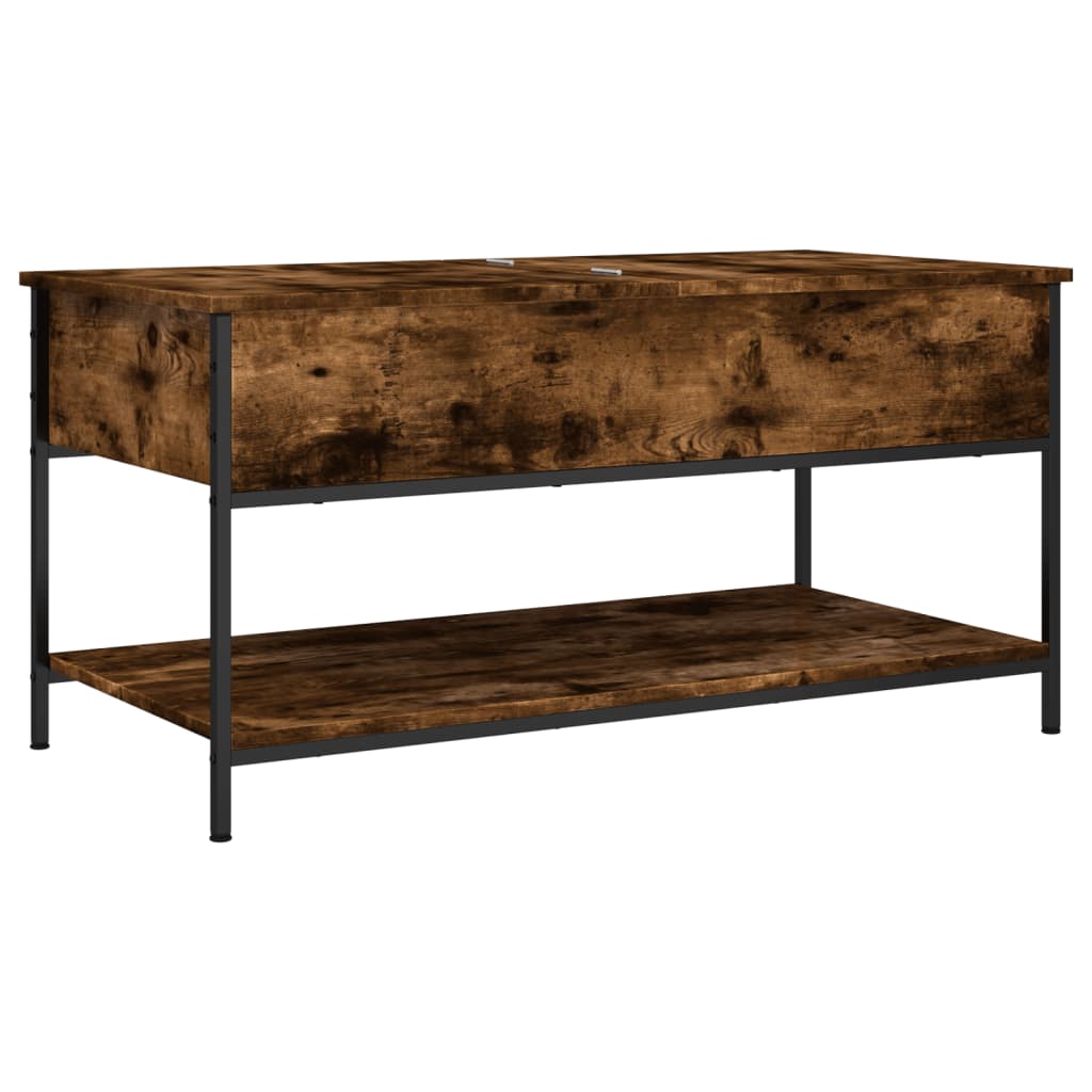 Table basse chêne fumé 100x50x50 cm bois d'ingénierie et métal - XIOS