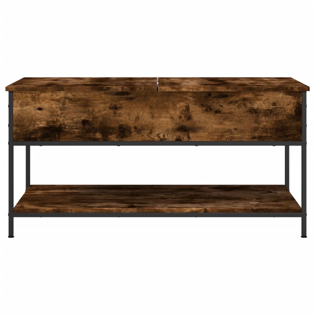 Table basse chêne fumé 100x50x50 cm bois d'ingénierie et métal - XIOS