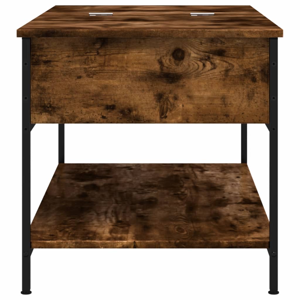 Table basse chêne fumé 100x50x50 cm bois d'ingénierie et métal - XIOS
