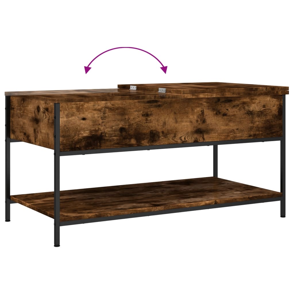 Table basse chêne fumé 100x50x50 cm bois d'ingénierie et métal - XIOS