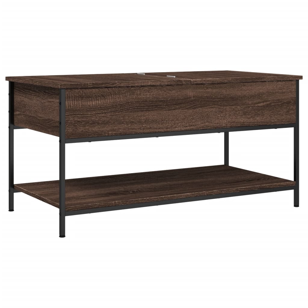 Table basse chêne marron 100x50x50cm bois d'ingénierie et métal - XIOS