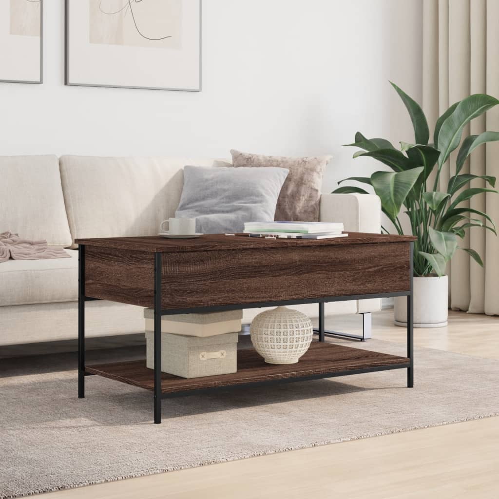 Table basse chêne marron 100x50x50cm bois d'ingénierie et métal - XIOS