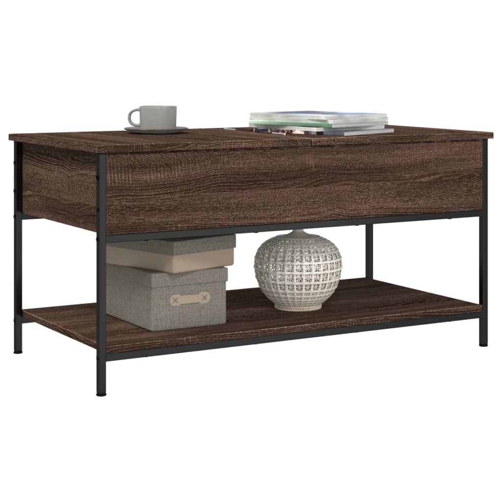 Table basse chêne marron 100x50x50cm bois d'ingénierie et métal - XIOS
