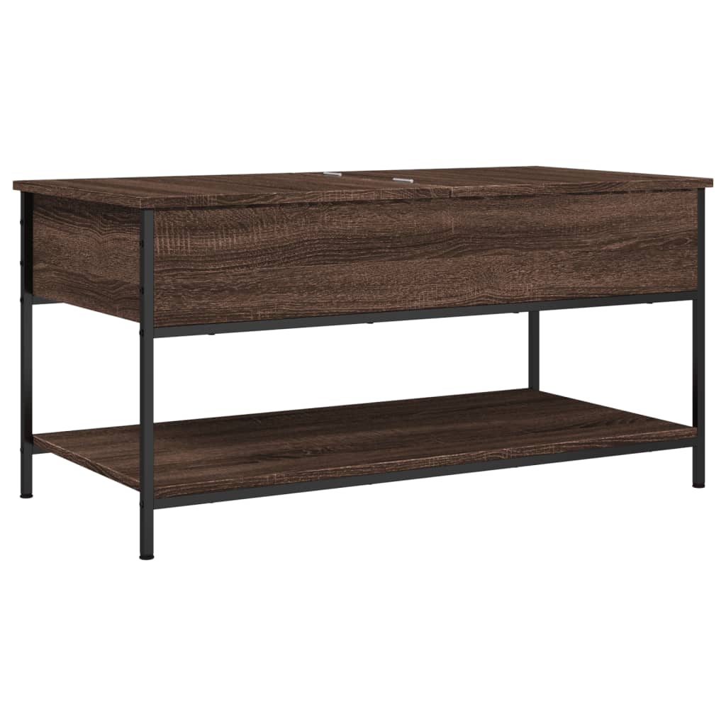 Table basse chêne marron 100x50x50cm bois d'ingénierie et métal - XIOS