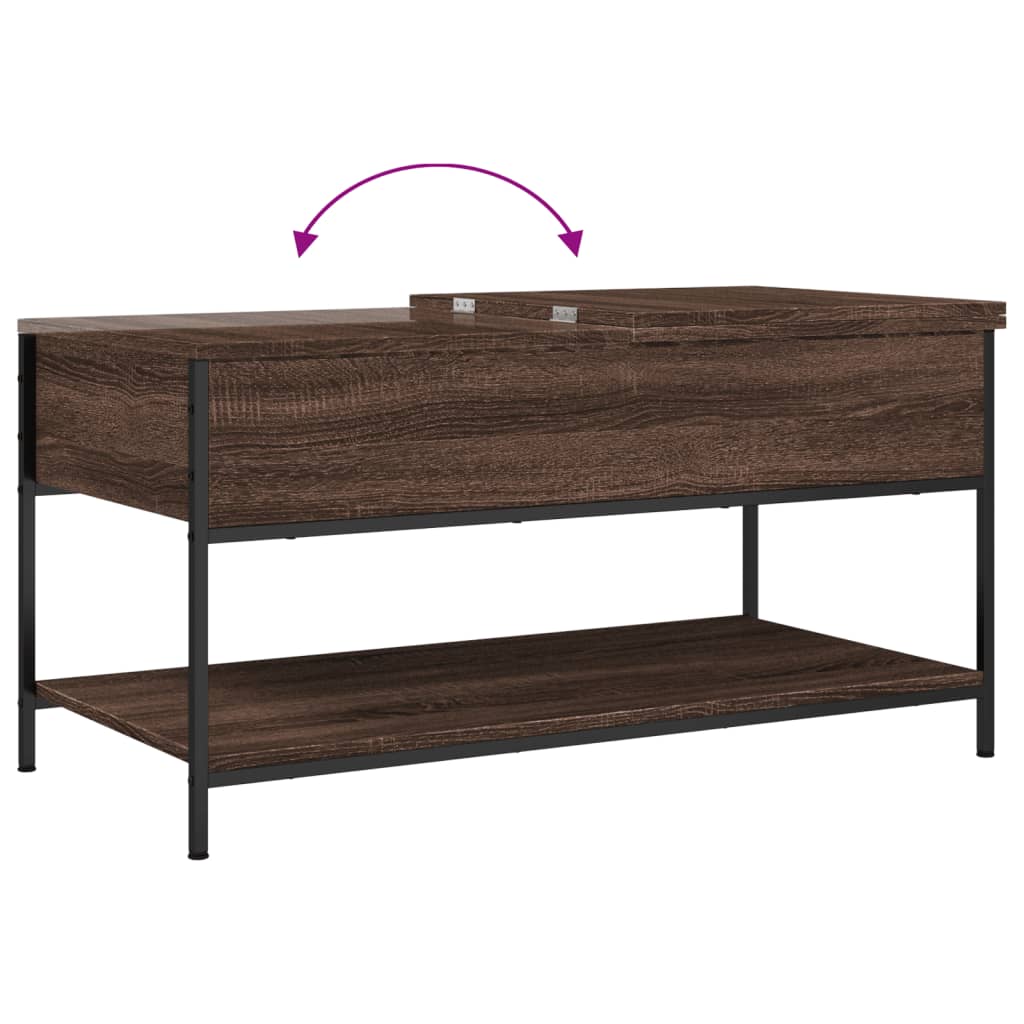 Table basse chêne marron 100x50x50cm bois d'ingénierie et métal - XIOS