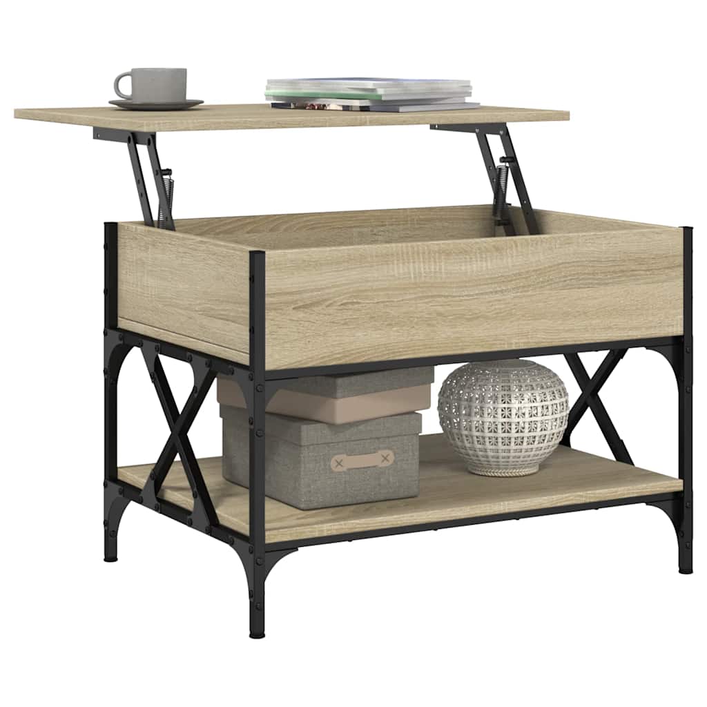Table basse chêne sonoma 70x50x50 cm bois d'ingénierie et métal - XIOS