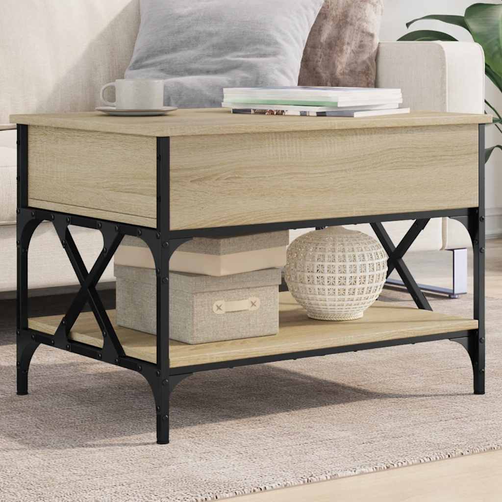 Table basse chêne sonoma 70x50x50 cm bois d'ingénierie et métal - XIOS