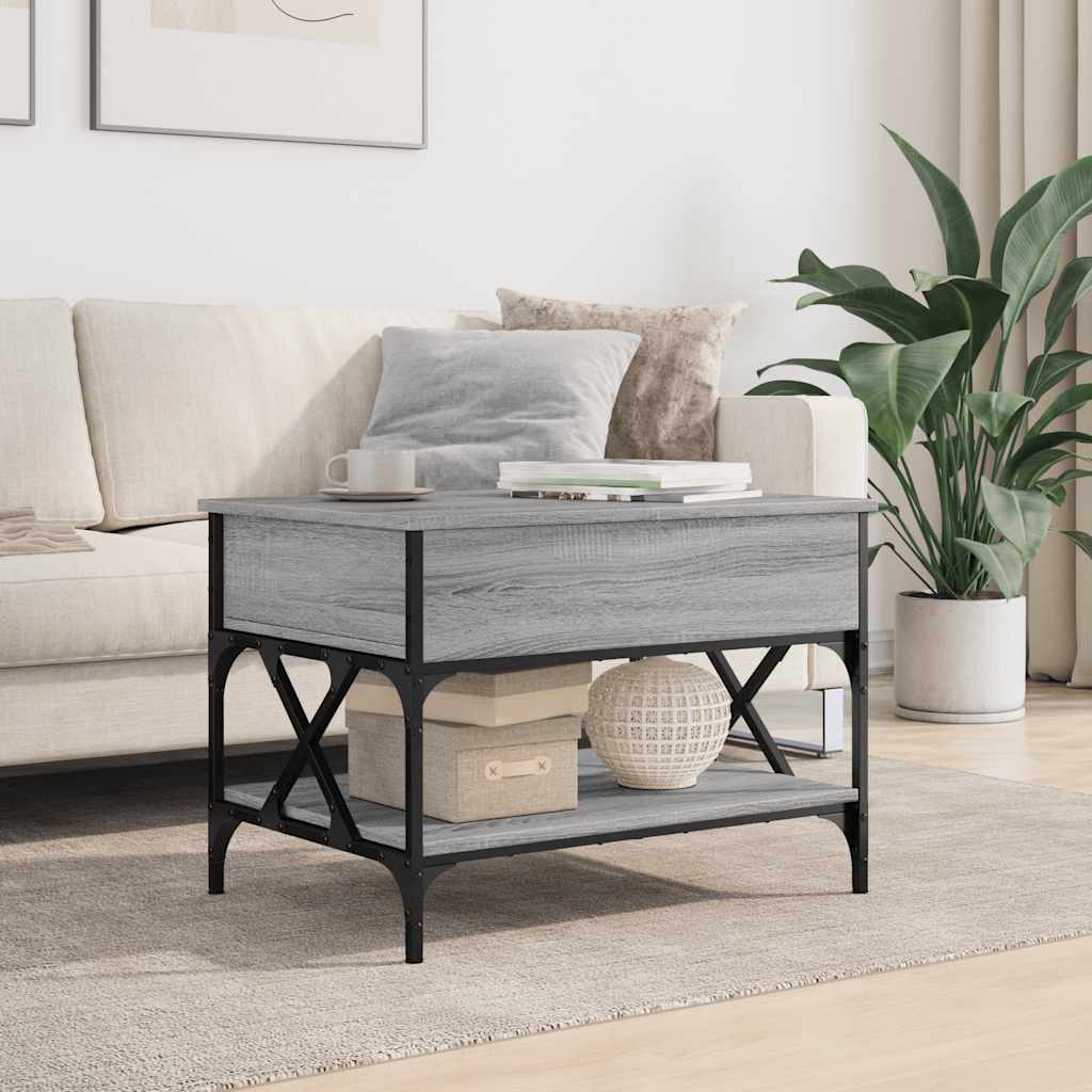 Table basse sonoma gris 70x50x50 cm bois d'ingénierie et métal - XIOS