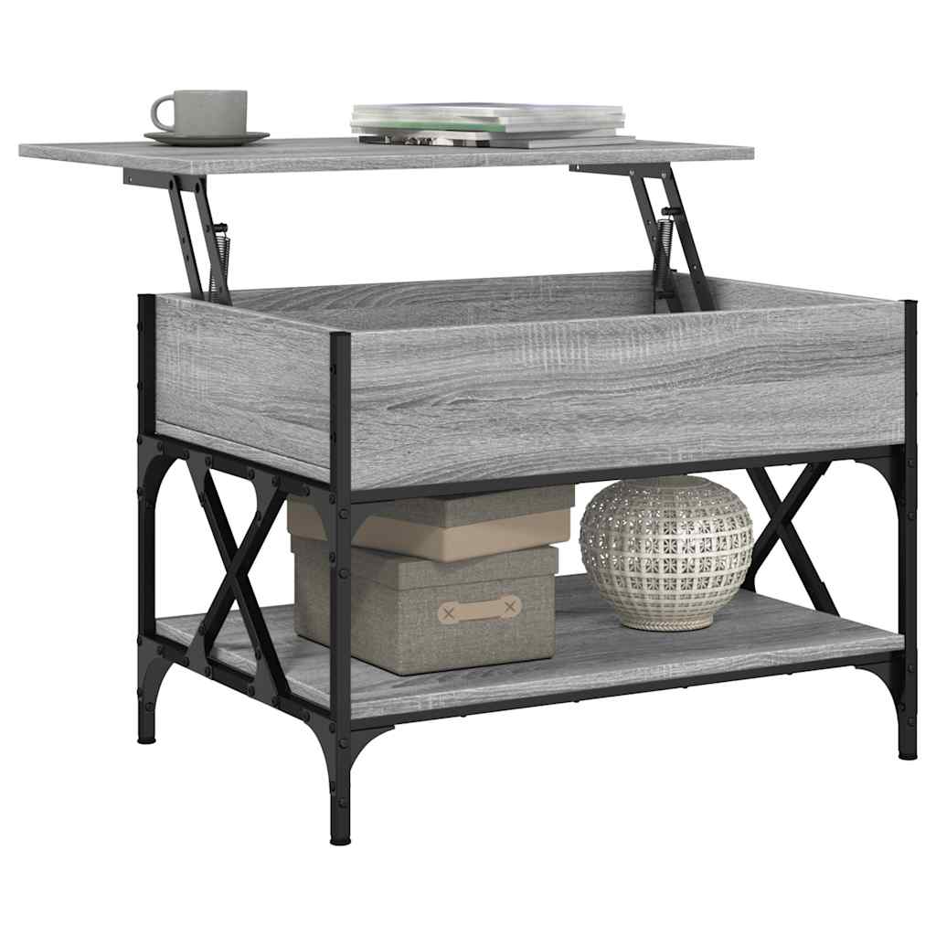 Table basse sonoma gris 70x50x50 cm bois d'ingénierie et métal - XIOS