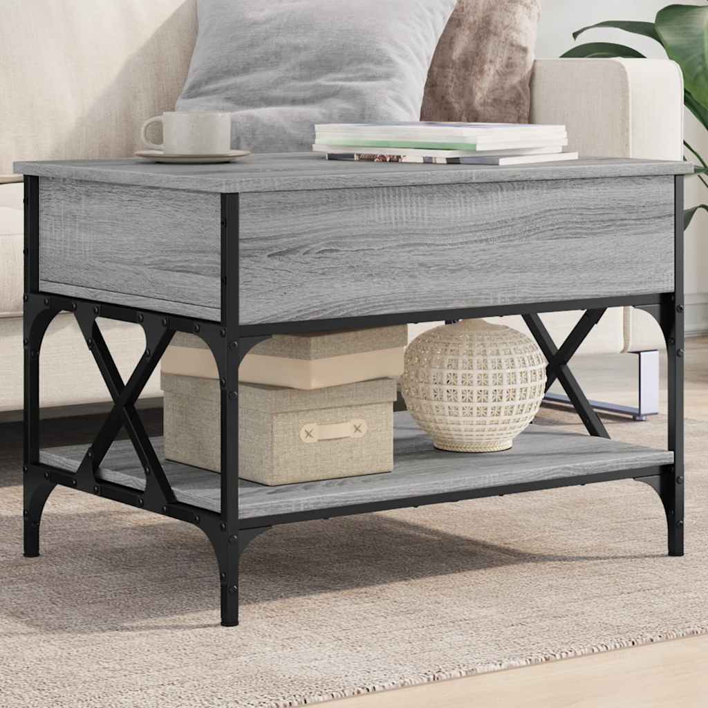 Table basse sonoma gris 70x50x50 cm bois d'ingénierie et métal - XIOS