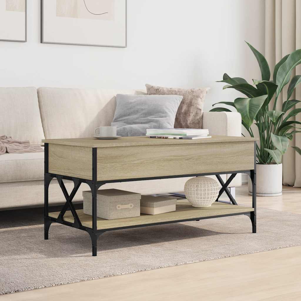 Table basse chêne sonoma 100x50x50cm bois d'ingénierie et métal - XIOS