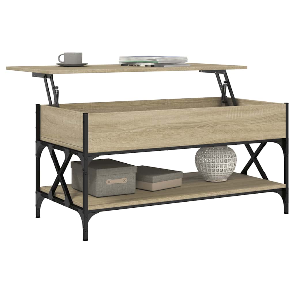 Table basse chêne sonoma 100x50x50cm bois d'ingénierie et métal - XIOS
