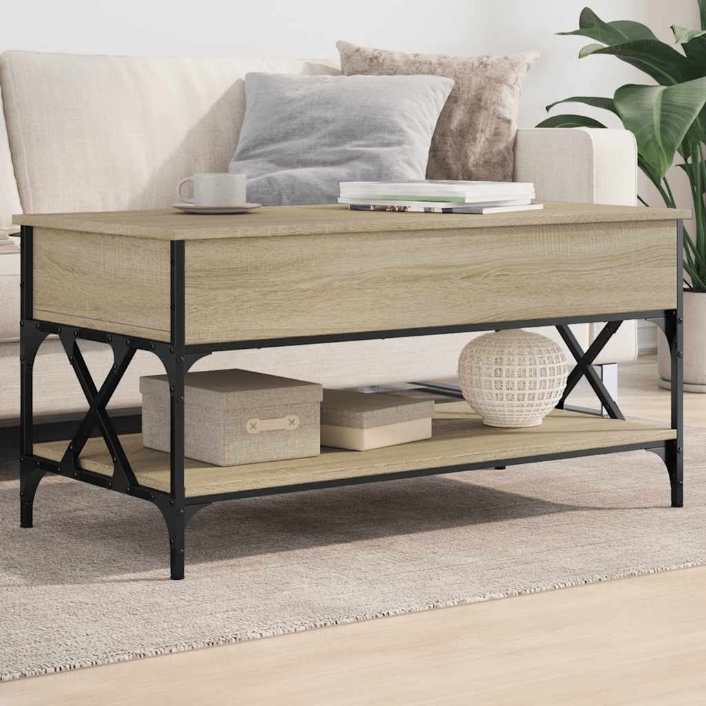 Table basse chêne sonoma 100x50x50cm bois d'ingénierie et métal - XIOS
