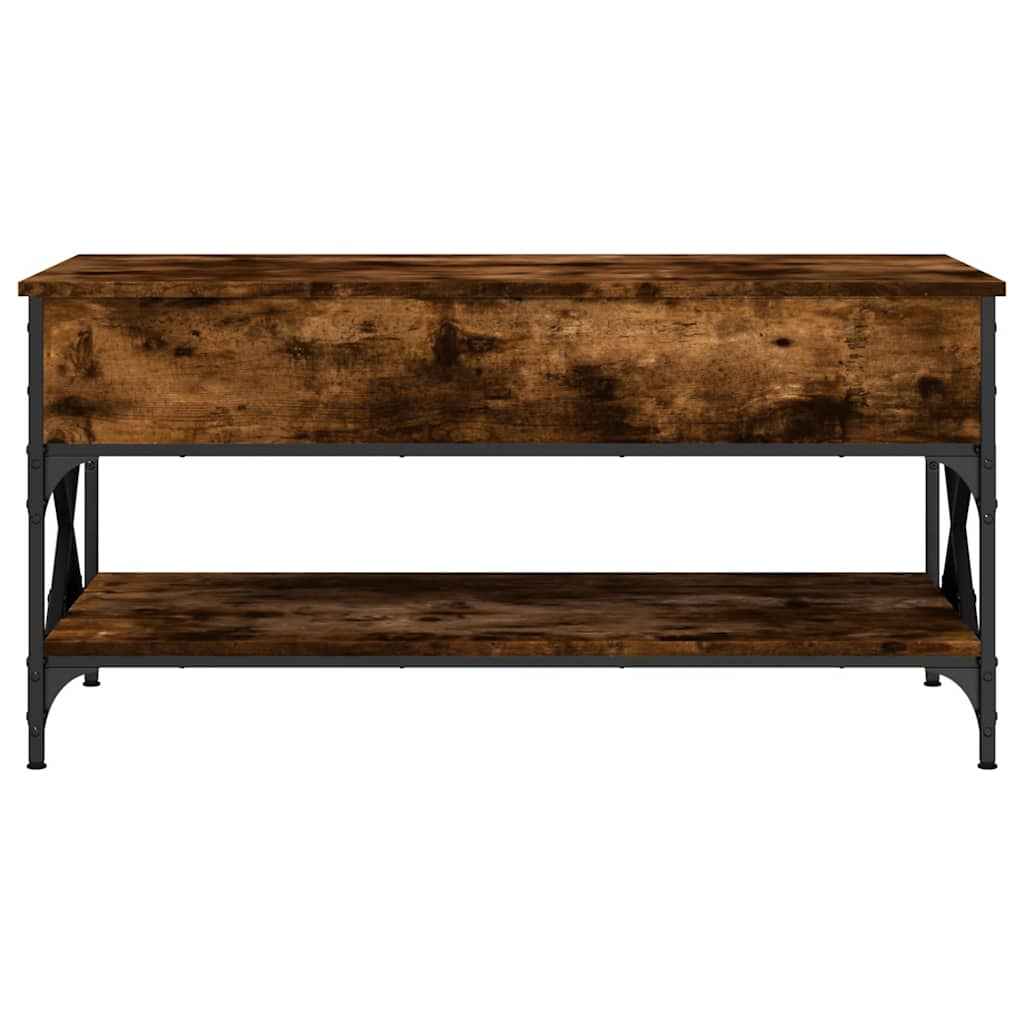 Table basse chêne fumé 100x50x50 cm bois d'ingénierie et métal - XIOS