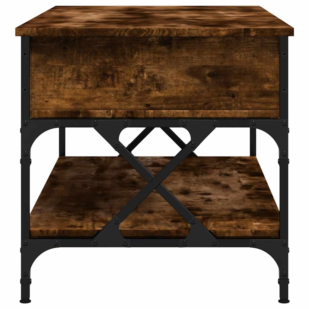 Table basse chêne fumé 100x50x50 cm bois d'ingénierie et métal - XIOS